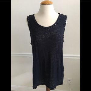 J Crew-Studed -L- GUC Cotton Slub Navy Tank Top